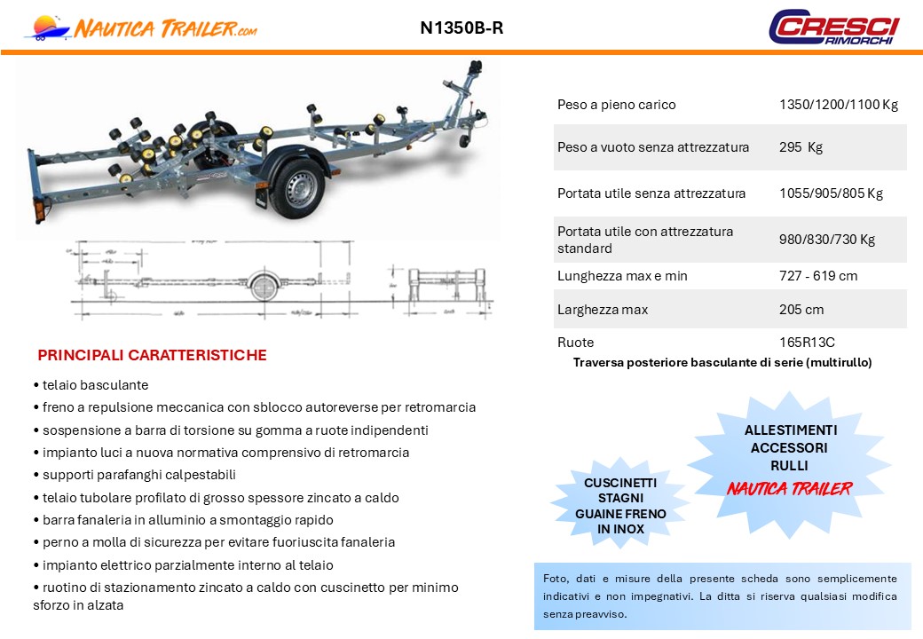 CRESCI RIMORCHIO TRASPORTO NAUTICA N1350B-R - immagine 2