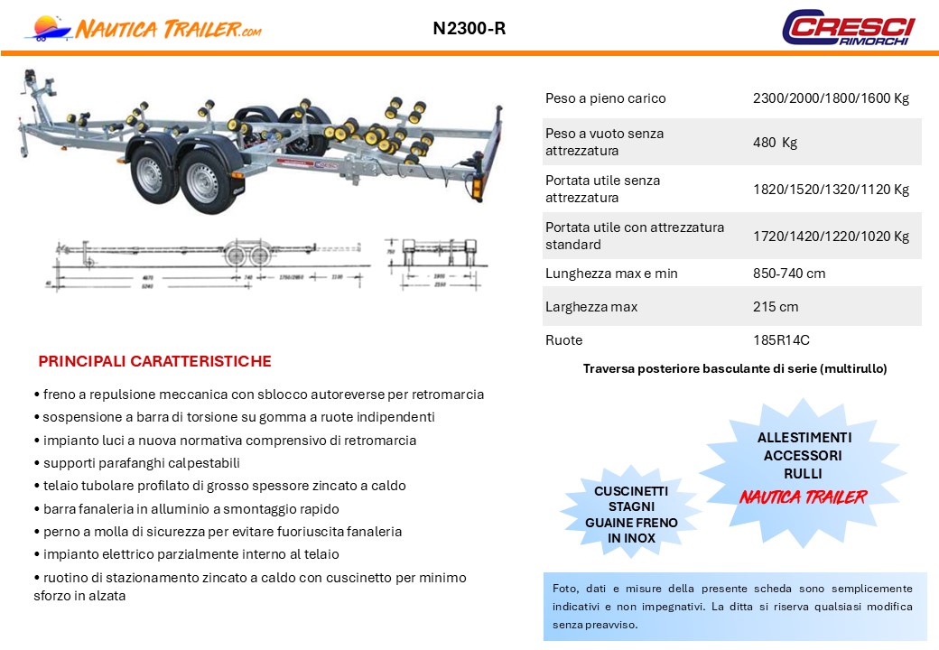 CRESCI RIMORCHIO TRASPORTO NAUTICA N2300-R - immagine 2